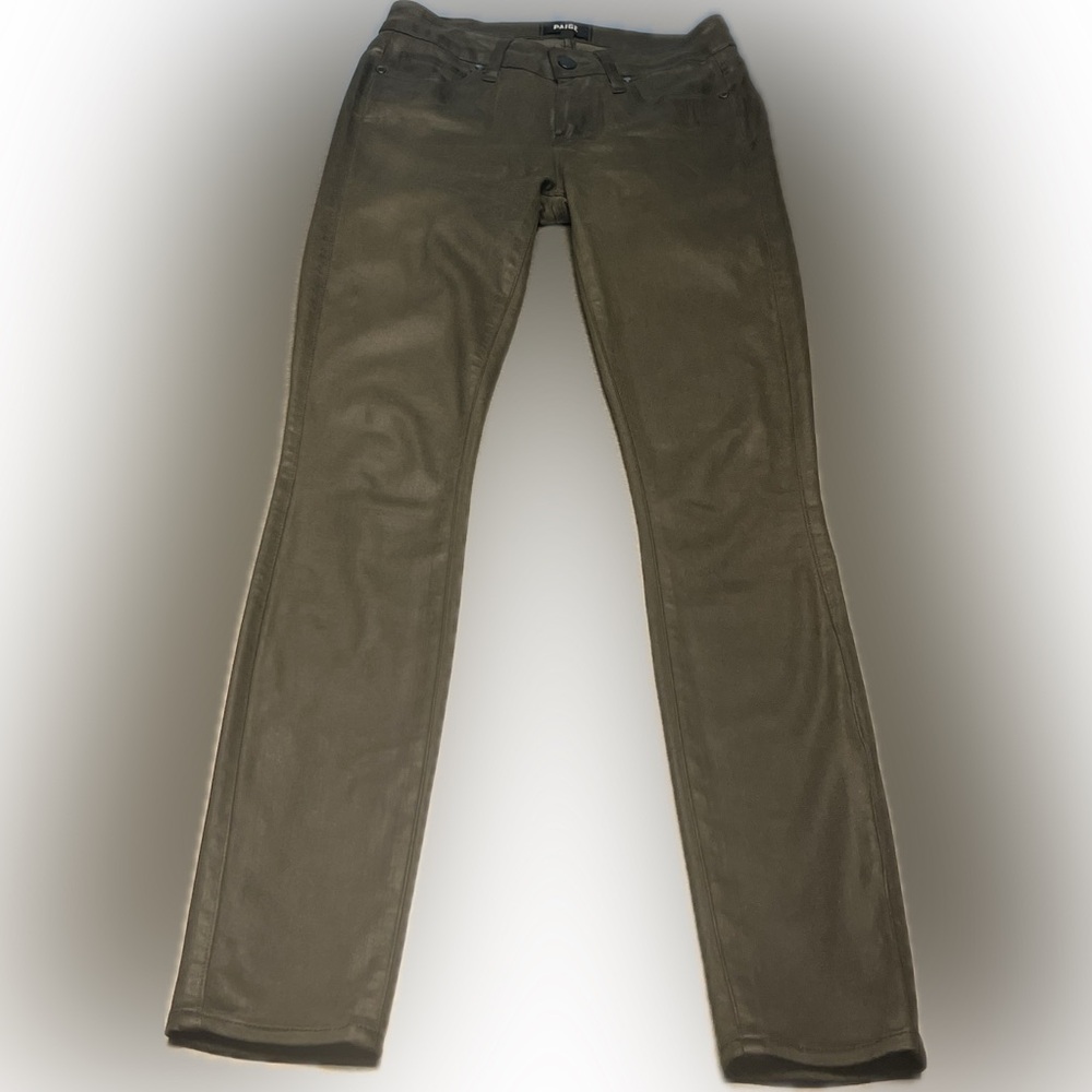 PAIGE Verdugo Ultra Skinny WAXED Jean, Olive, Size 27